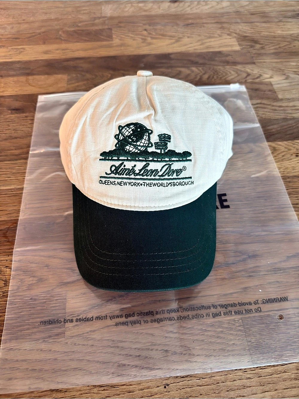 Aimé Leon Dore Unisphere Hat Embroidered Logo Cap Cream & Green